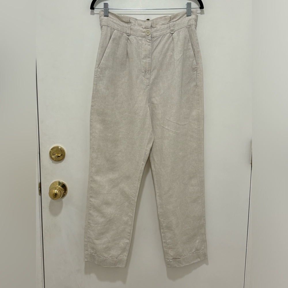 &other Stories 100% Linen pants in Beige. Size 6